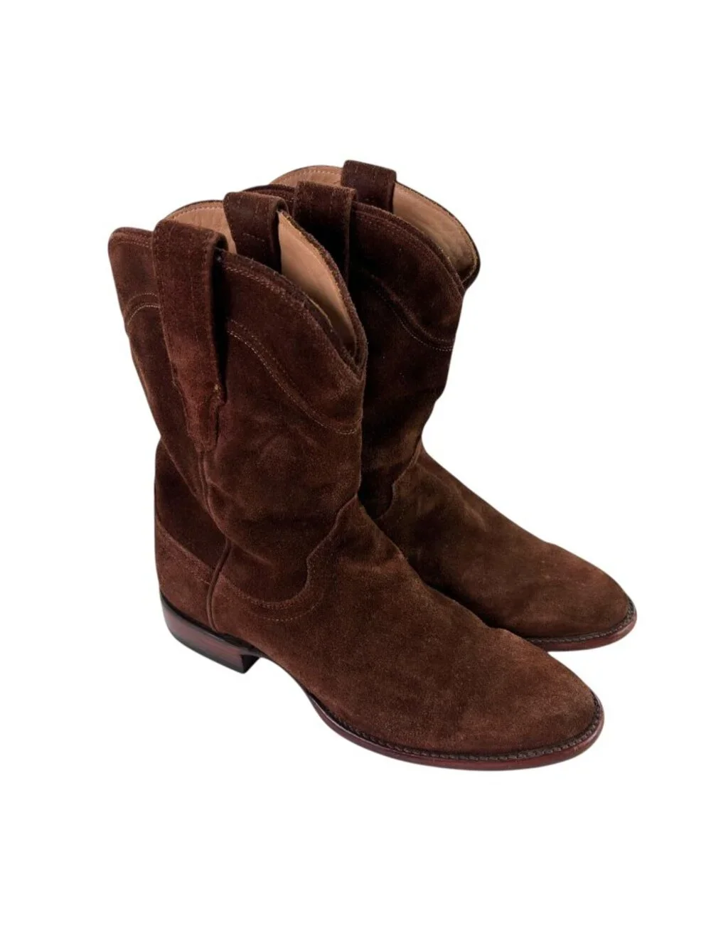 TECOVAS Shane Mocha Suede Mens Boots 7 D Cowboy Western Ranch Pull On Ropers